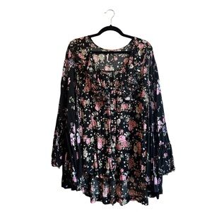 Free People Floral Long Sleeved Blouse
